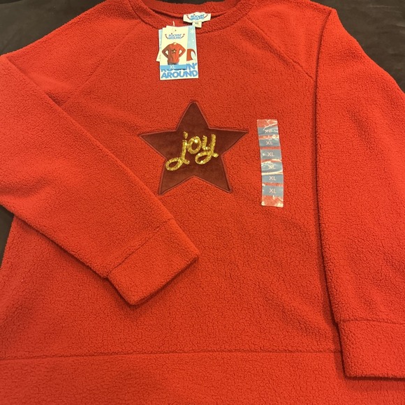 Rockin' Around Tops - Rockin' Around Christmas‎ Sweatshirt Red With Velvet Star Gold Joy Sparkles Soft